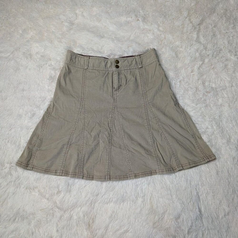 Khaki Corduroy Midi Skirt